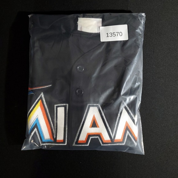 Majestic Miami Marlins Baseball Jersey Mens Black Orange Authentic Collection X - Picture 9 of 9